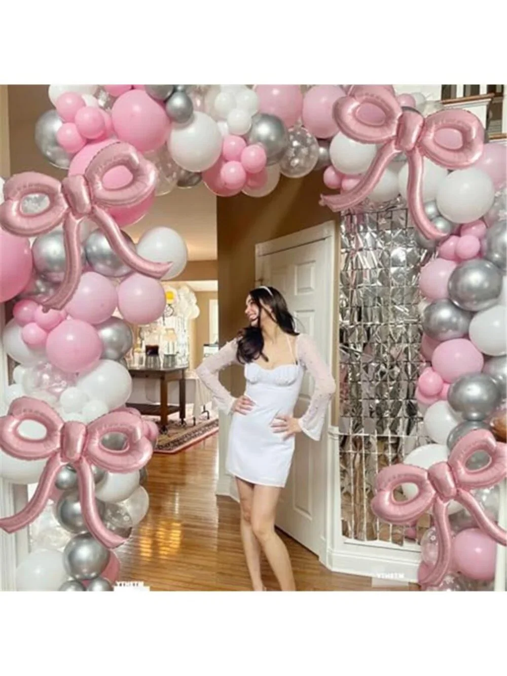 Pink Bow Foil Balloons 4pc Giant Birthday Baby Shower Bridal Bachelorette Party